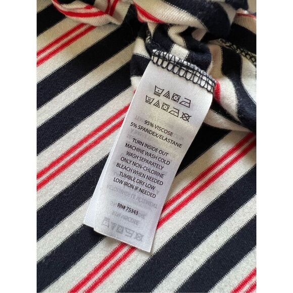 Christian Siriano Red White Very Dark Blue Striped Knot Front Tank Top Size M - Picture 5 of 6